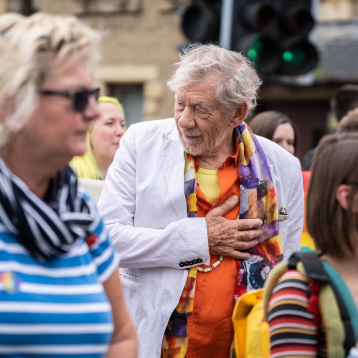 Sir Ian McKellen with his hand on heart. Officially our new favourite Hollywood star. #Pride