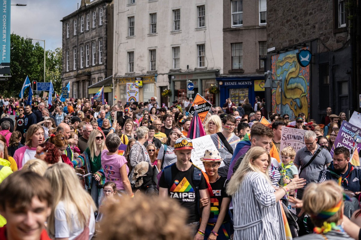 Huge rainbow coloured crowds gathered to celebrate the first ever Pride Parade in Perth. #PerthshirePride
