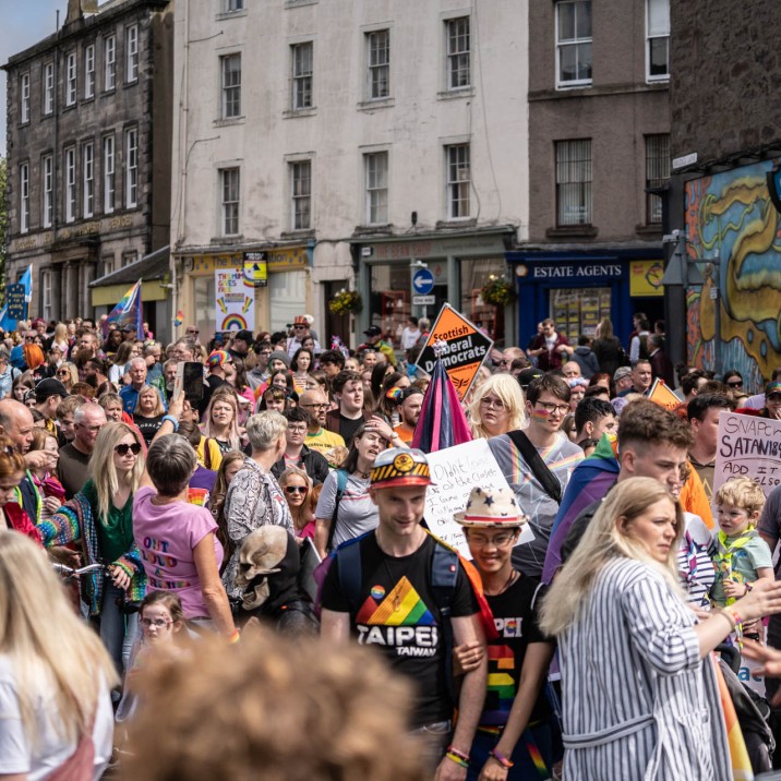 Huge rainbow coloured crowds gathered to celebrate the first ever Pride Parade in Perth. #PerthshirePride