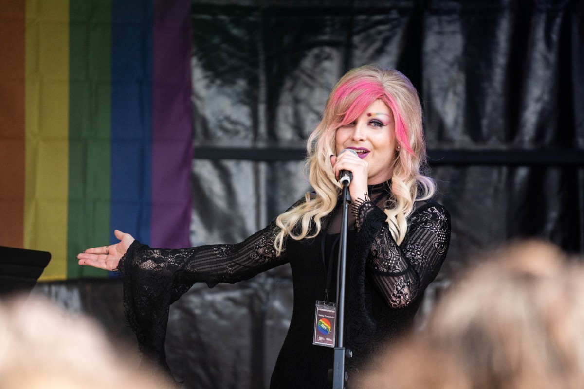 Scarlet Skylar Rae, our favourite first lady of Perthshire Pride, held the crowd in her beautifully manicured hand!