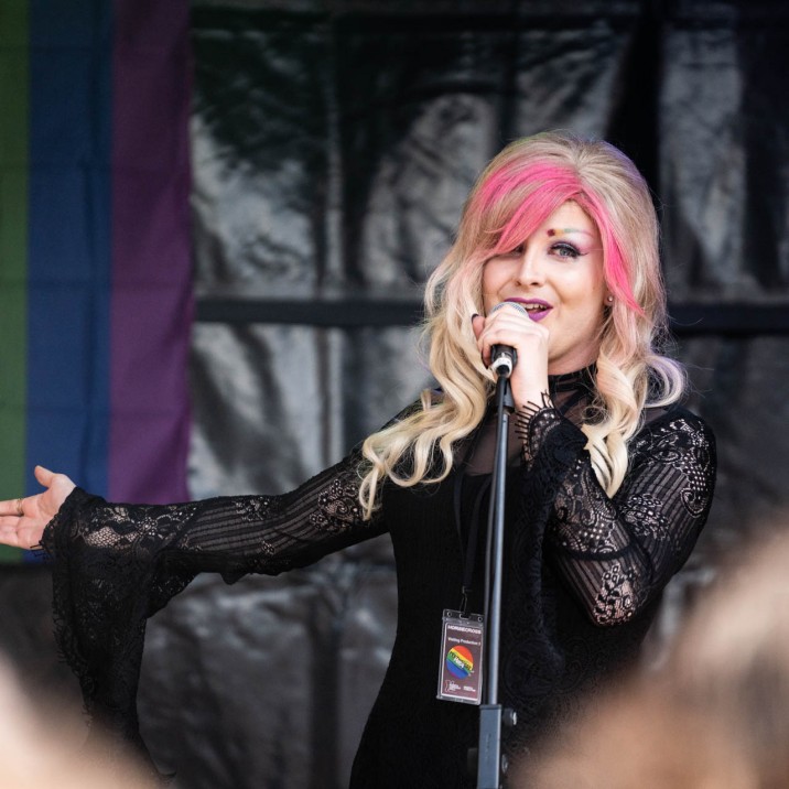 Scarlet Skylar Rae, our favourite first lady of Perthshire Pride, held the crowd in her beautifully manicured hand!