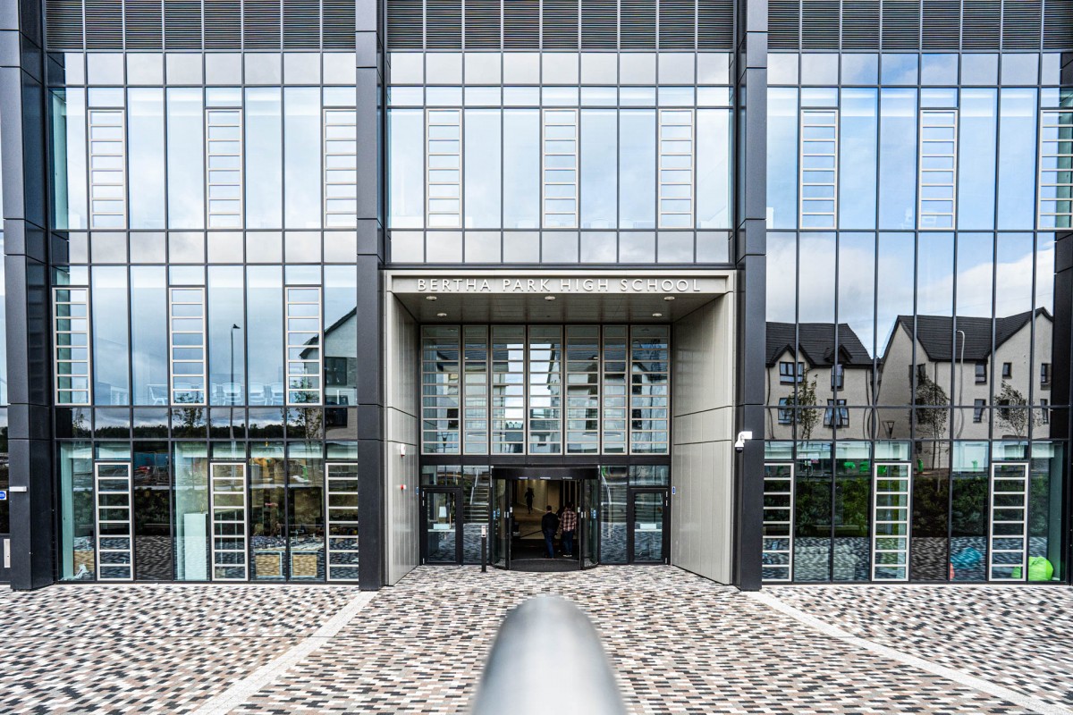 The impressive school dominates its surroundings in a blaze of confidence and glory.