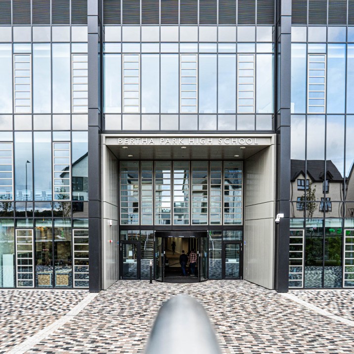 The impressive school dominates its surroundings in a blaze of confidence and glory.