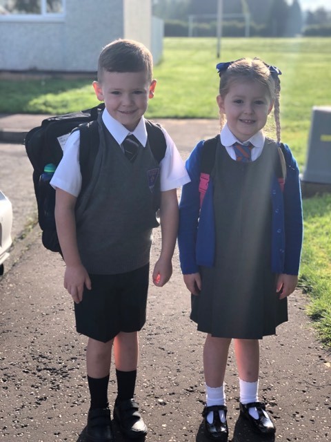 Cousins Jacob & Daisy on their first day of Primary 1