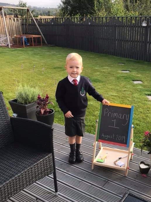 Kai is raring to go for primary one - Sent in by Mum Lesley
