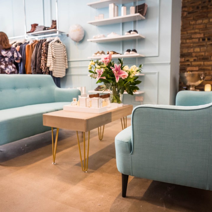 Pull up a duck-egg blue sofa and relax - there's always a glass of fizz on the go!