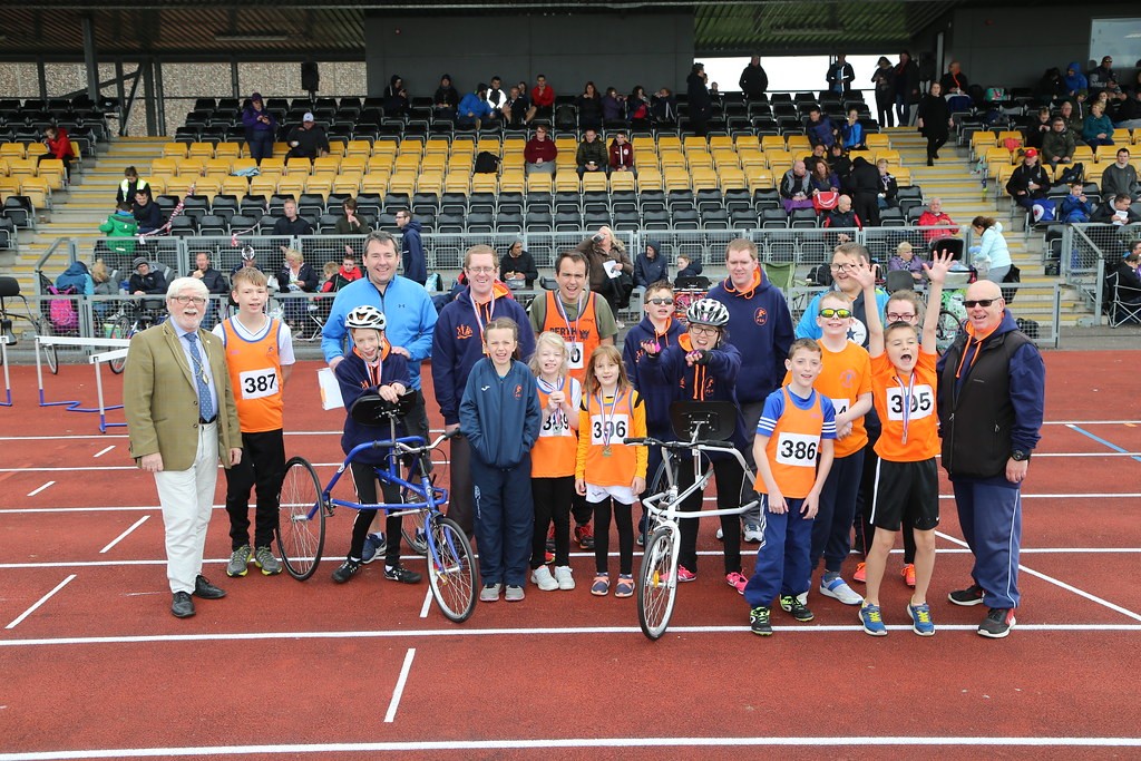 Some of the Perth athletes and coaches with P&K Provost, Dennis Melloy.