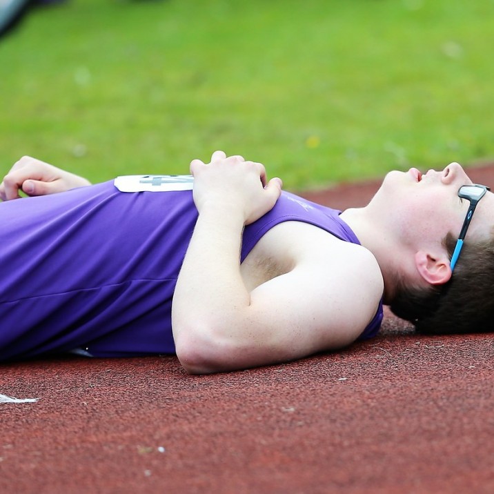 Steven Stone from Forth Valley, takes time to recover after a hard race!