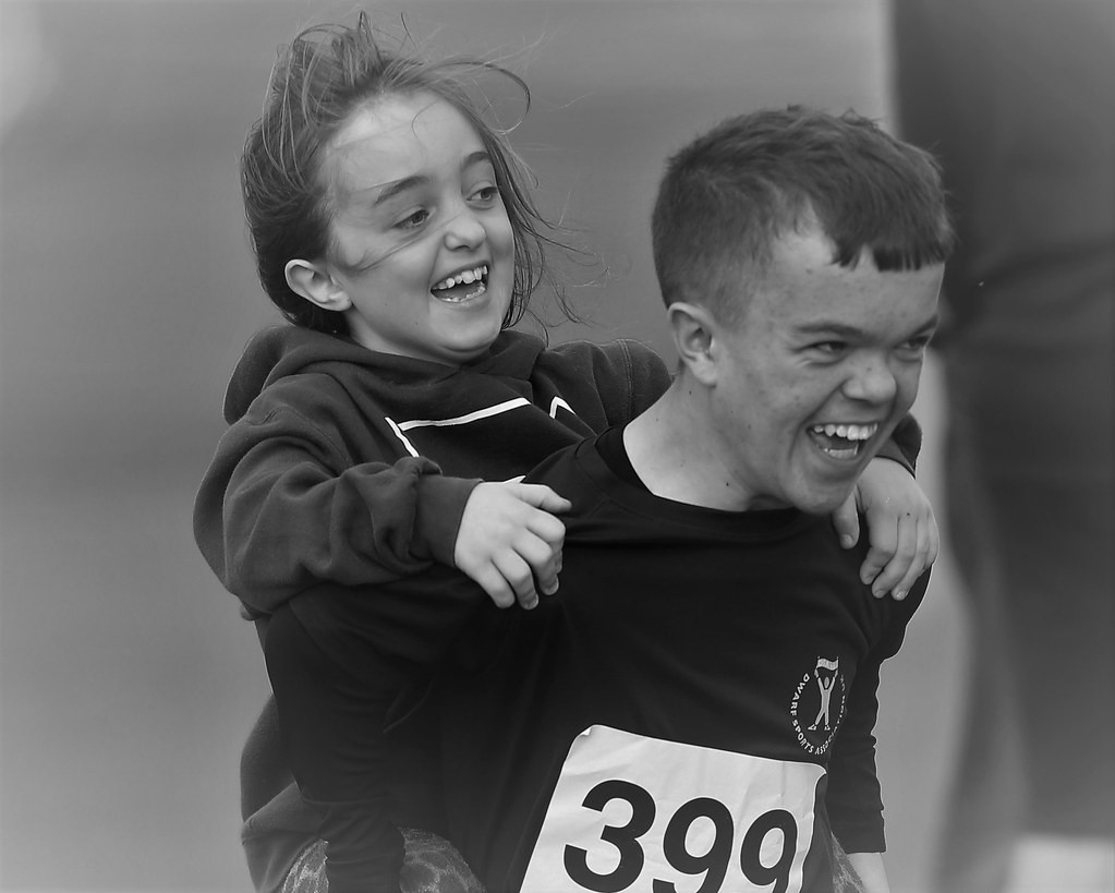 Fife T40 classification athletes, Finlay and his sister, Skye Davidson having a great time during a break in competition.