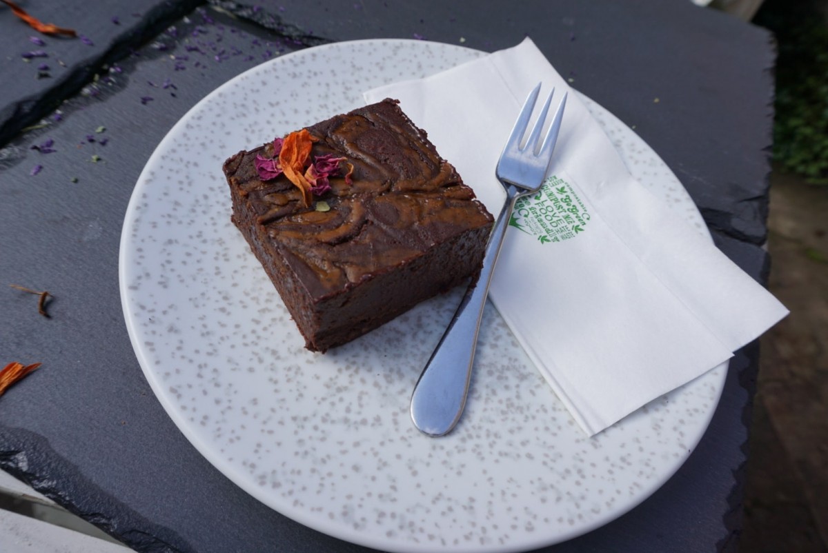 Pumpkin spice brownie by The Herbivore Kitchen Edinburgh.