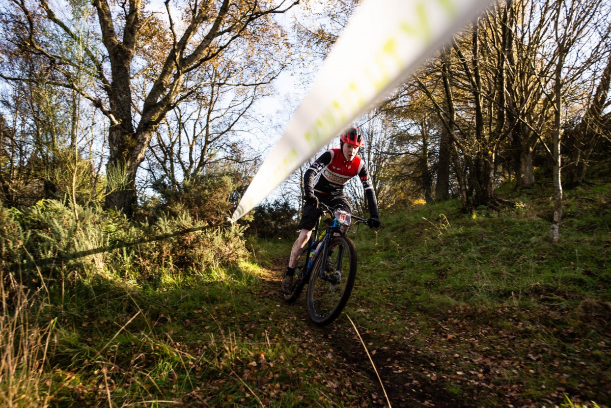 On the right side of the tape.