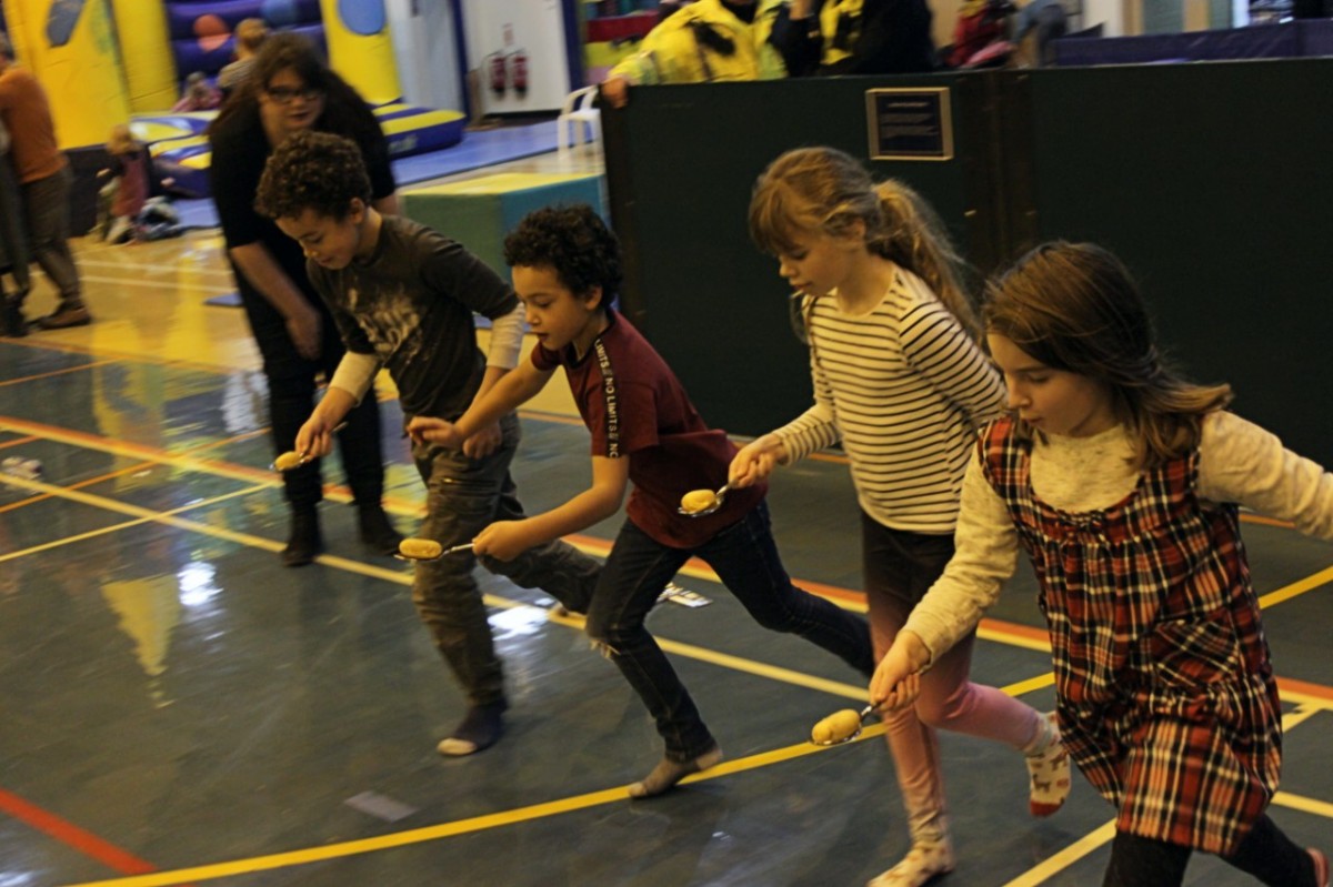 Tattie'n'spoon race's are a lot cleaner, and far more Scottish than egg and spoon races!