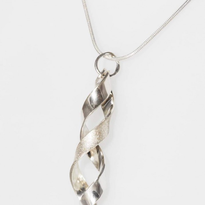 Sterling silver double helix pendant.