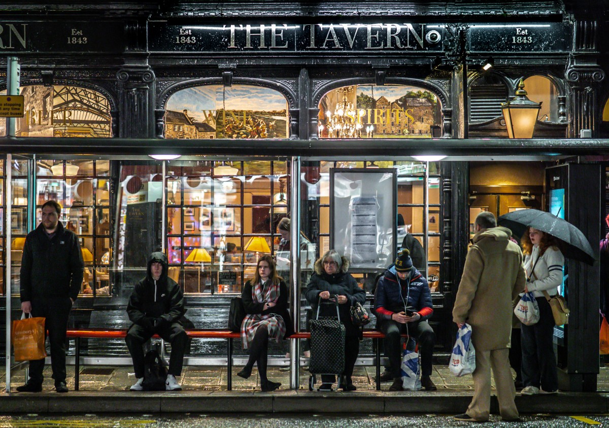 Another pint in the Tavern or a cold wait at the bus stop, tough choice.