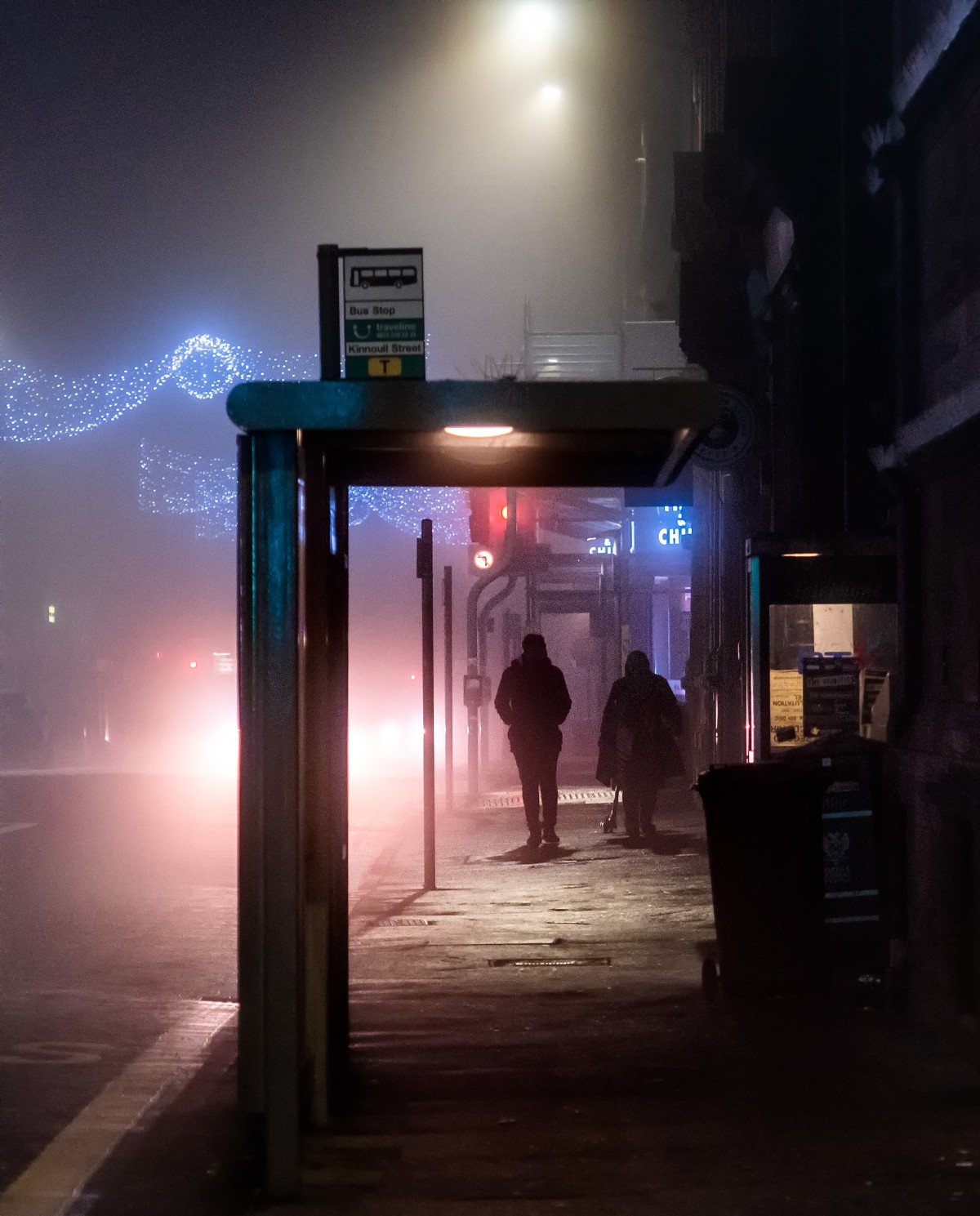 The dense fog almost makes Kinnoull Street look like a ghost town.