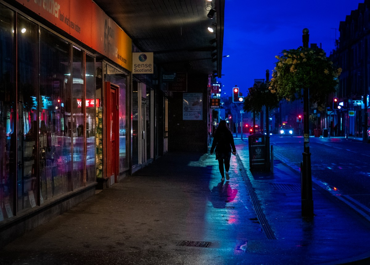 A cold winter sky contrasted with warm reflections.