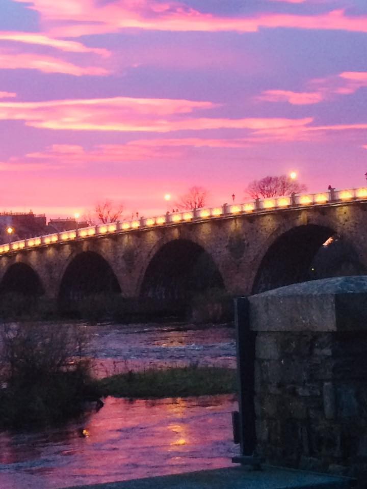 Alison Lewis - Pink Skies over Smeatons Bridge